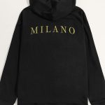 Milano Italy, Φούτερ με Κουκούλα σε Μαύρο Χρώμα