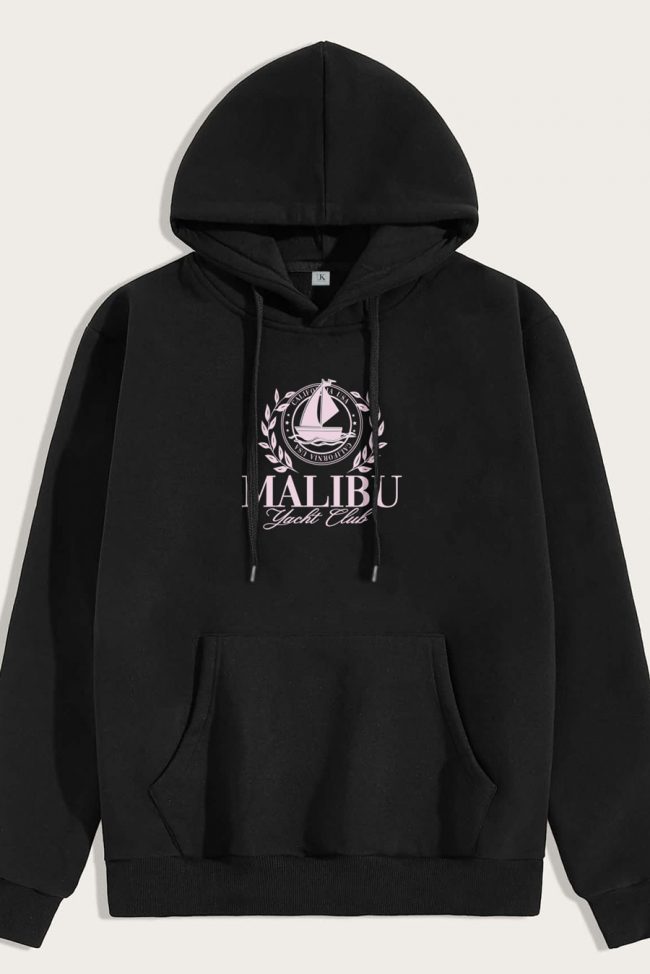 Malibu Yacht Club, Φούτερ με Κουκούλα σε Μαύρο Χρώμα