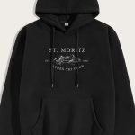 St. Moritz Est. 1985, Φούτερ με Κουκούλα σε Μαύρο Χρώμα