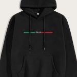 Italia Red Green, Φούτερ με Κουκούλα σε Μαύρο Χρώμα