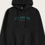 Los Angeles California, Φούτερ με Κουκούλα σε Μαύρο Χρώμα