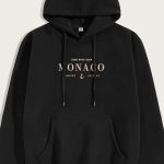 Monaco, Φούτερ με Κουκούλα σε Μαύρο Χρώμα