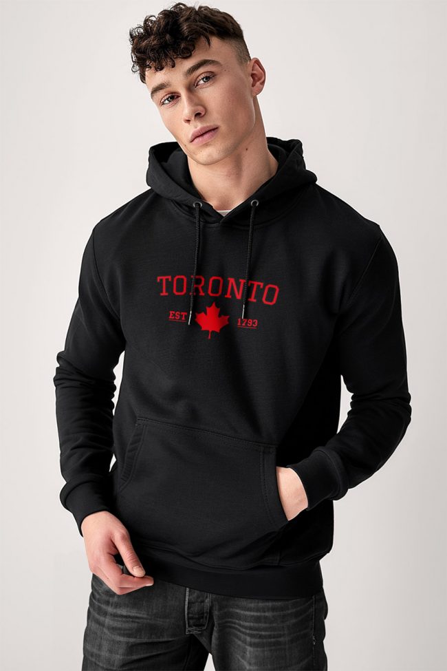 Toronto, Φούτερ με Κουκούλα σε Μαύρο Χρώμα