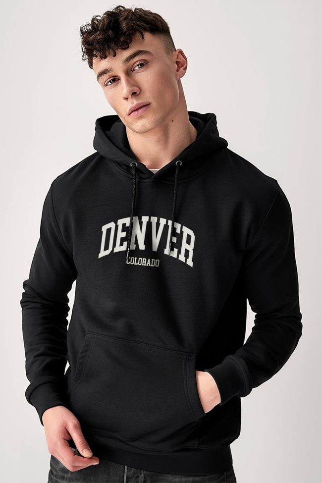 Denver Colorado, Φούτερ με Κουκούλα σε Μαύρο Χρώμα