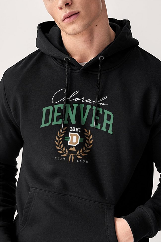 Denver Rich Club, Φούτερ με Κουκούλα σε Μαύρο Χρώμα