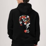 Koi Fish, Φούτερ με Κουκούλα σε Μαύρο Χρώμα
