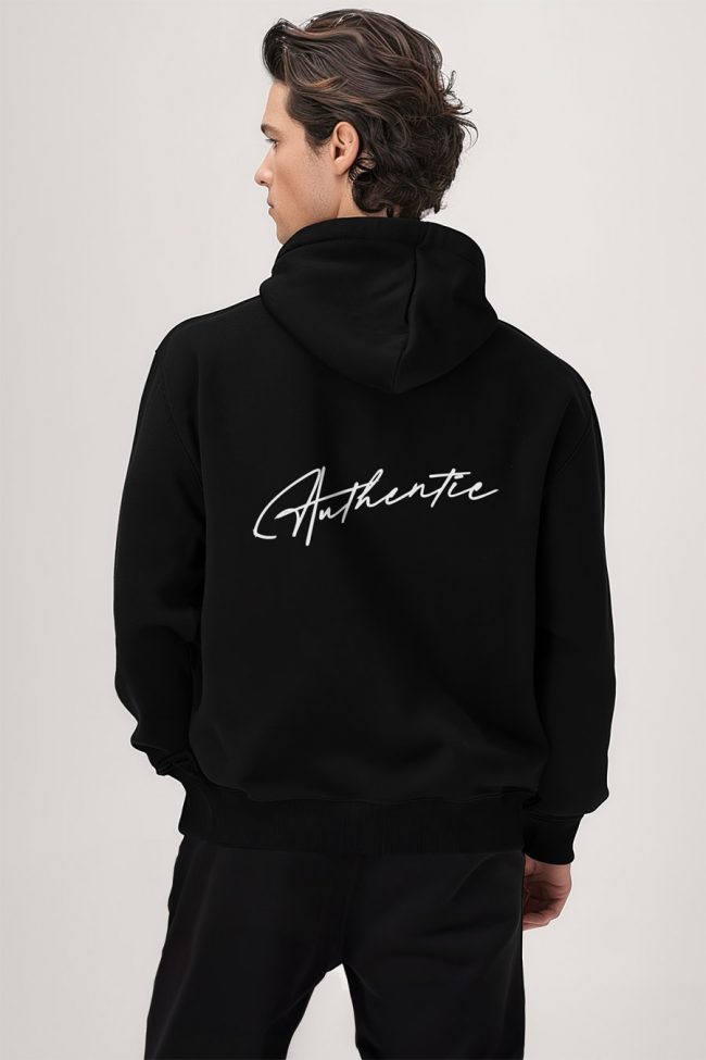 Authentic, Φούτερ με Κουκούλα σε Μαύρο Χρώμα