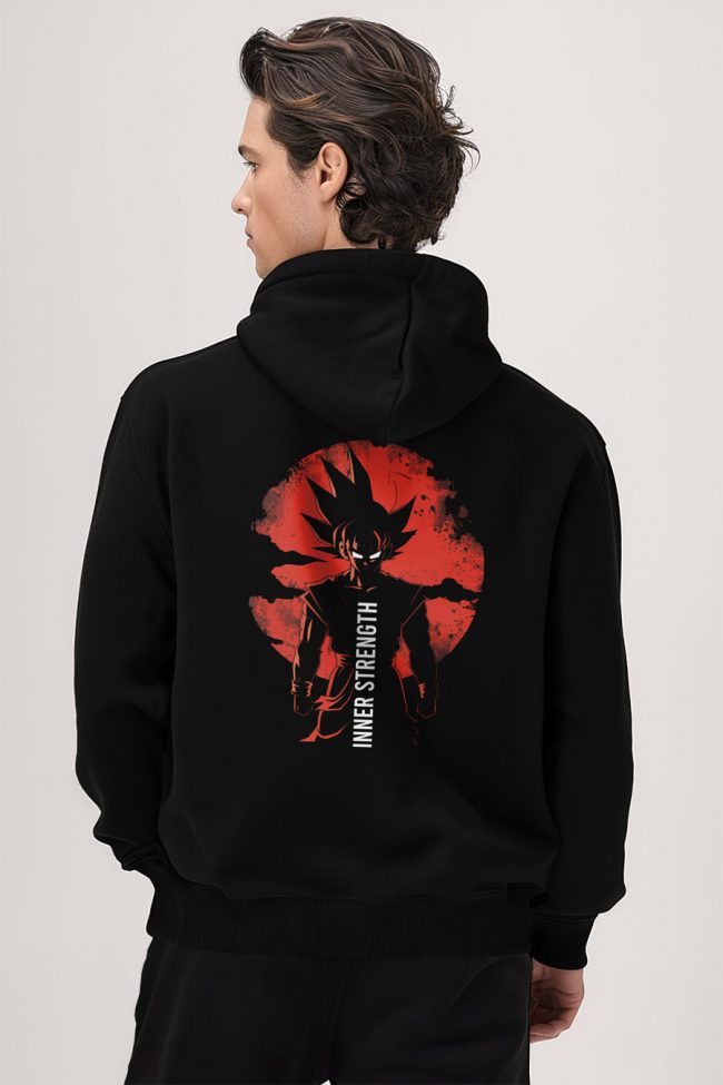 Saiyan Inner Strength, Φούτερ με Κουκούλα σε Μαύρο Χρώμα
