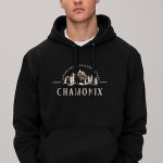 Chamonix Ski Resorts, Φούτερ με Κουκούλα σε Μαύρο Χρώμα