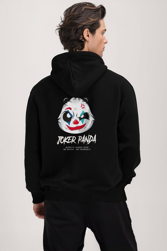 Joker Panda, Φούτερ με Κουκούλα σε Μαύρο Χρώμα