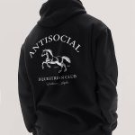 Antisocial Club, Φούτερ με Κουκούλα σε Μαύρο Χρώμα