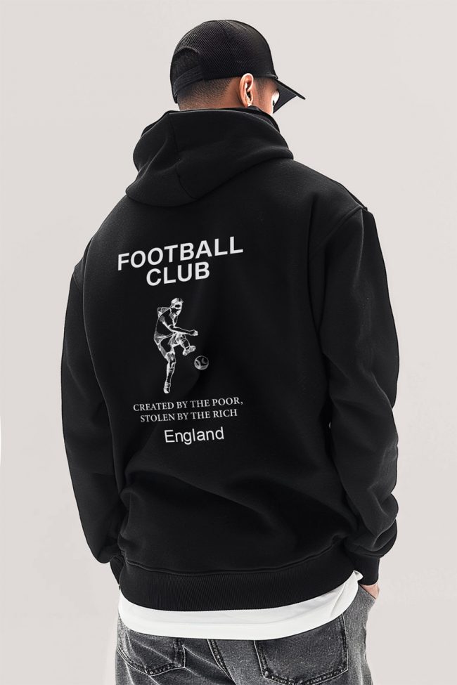 Football Club, Φούτερ με Κουκούλα σε Μαύρο Χρώμα
