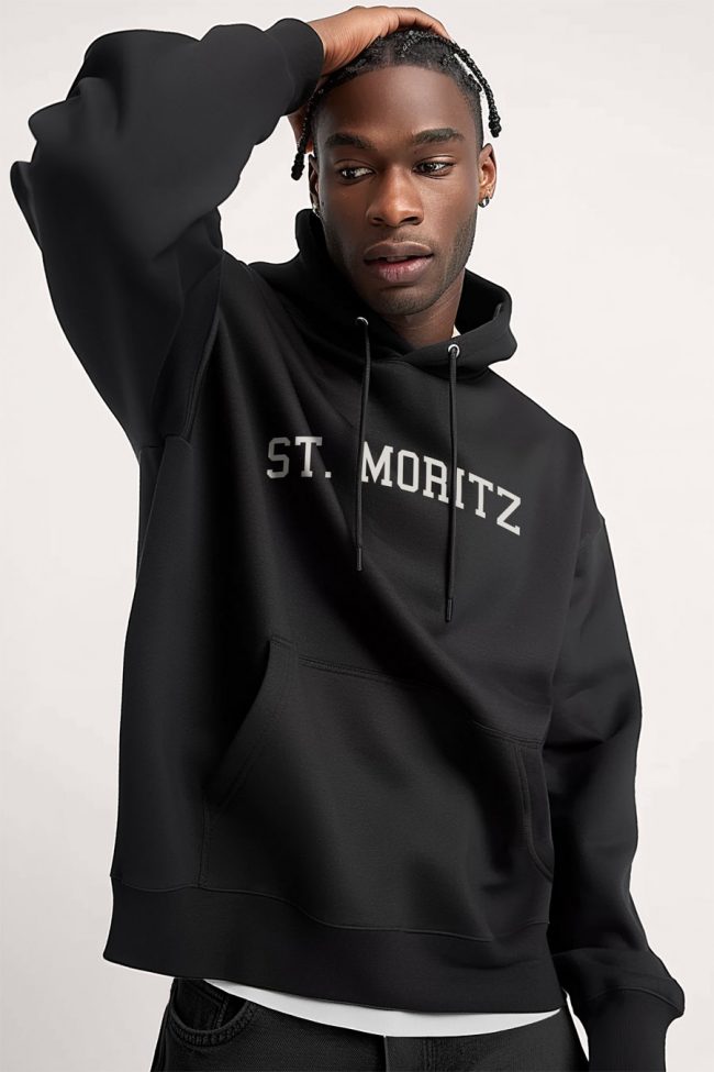 St. Moritz, Φούτερ με Κουκούλα σε Μαύρο Χρώμα