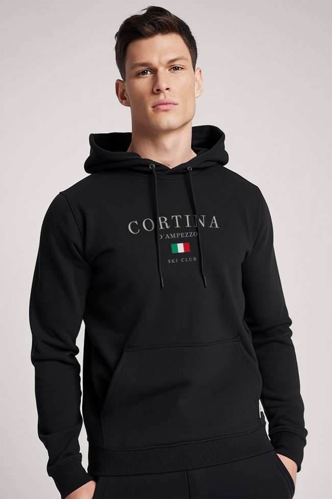 Cortina Ski Club, Φούτερ με Κουκούλα σε Μαύρο Χρώμα
