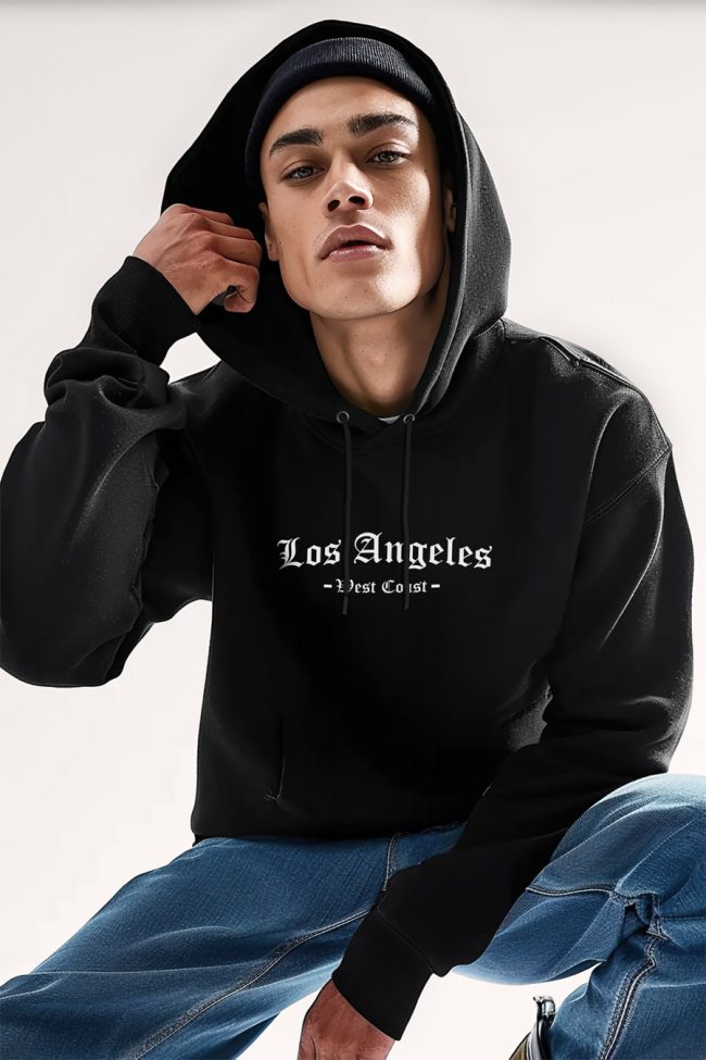 West Coast Los Angeles, Φούτερ με Κουκούλα σε Μαύρο Χρώμα