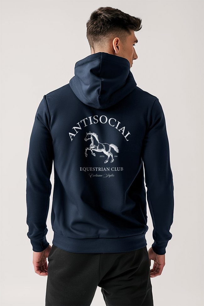 Antisocial Club, Φούτερ με Κουκούλα σε Μπλε Χρώμα