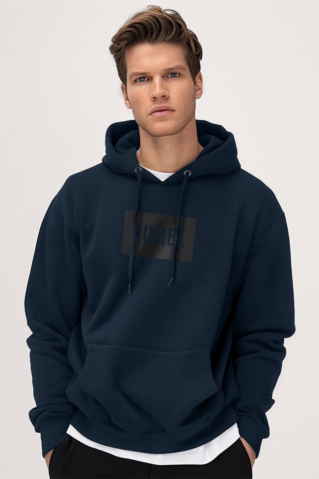 Humble In Grey, Φούτερ με Κουκούλα σε Μπλε Χρώμα