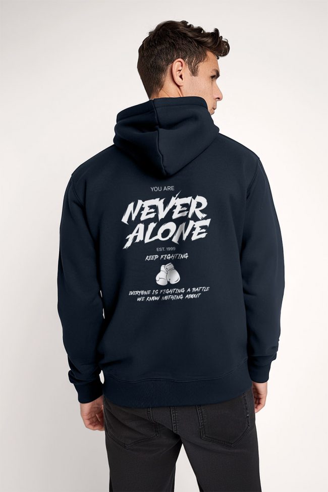 Never Alone, Φούτερ με Κουκούλα σε Μπλε Χρώμα