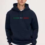 Italia Red Green, Φούτερ με Κουκούλα σε Μπλε Χρώμα