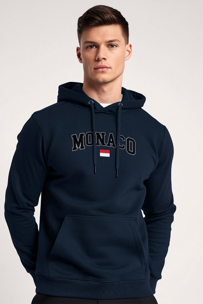Monaco Flag, Φούτερ με Κουκούλα σε Μπλε Χρώμα