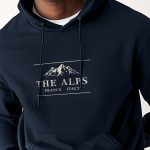 Alps France Italy, Φούτερ με Κουκούλα σε Μπλε Χρώμα