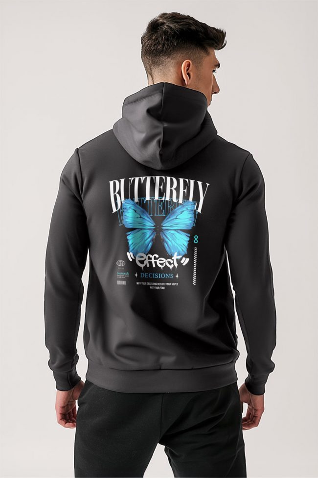 Butterfly Effect, Φούτερ με Κουκούλα σε Iron Grey Χρώμα