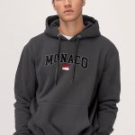 Monaco Flag, Φούτερ με Κουκούλα σε Iron Grey Χρώμα