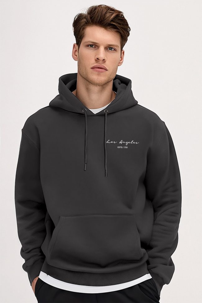 Los Angeles Calligraphy, Φούτερ με Κουκούλα σε Iron Grey Χρώμα