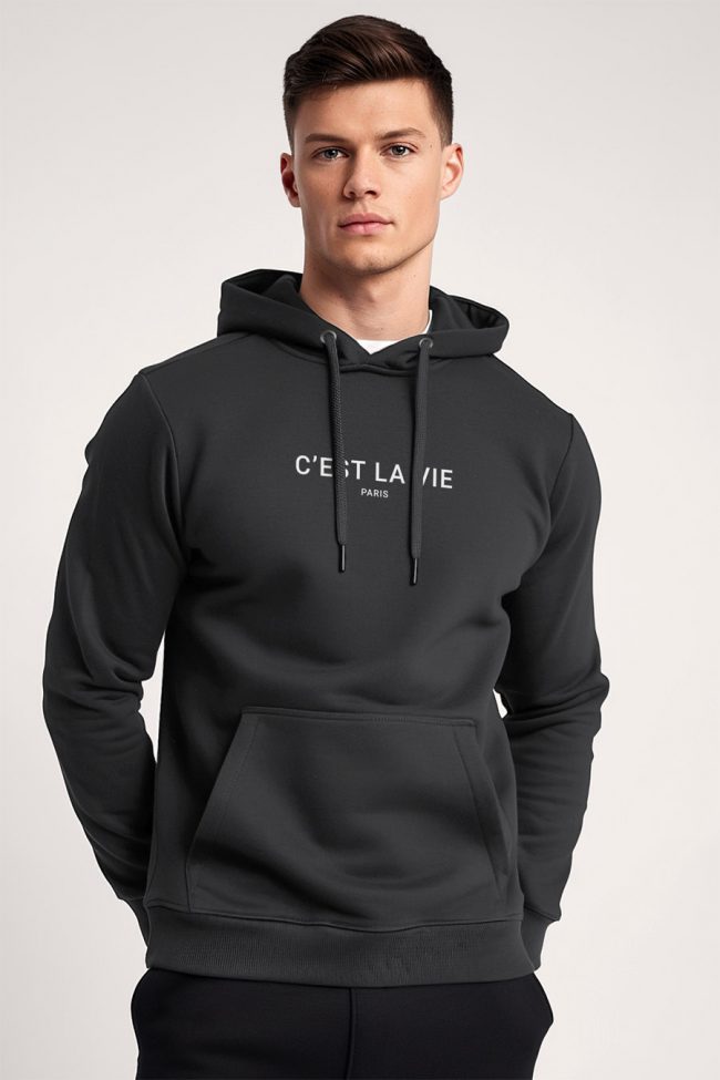 C Est La Vie, Φούτερ με Κουκούλα σε Iron Grey Χρώμα