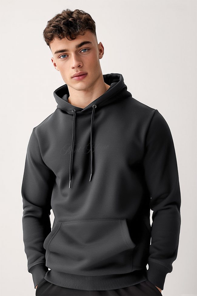 Mont Blanc Grey Calligraphy, Φούτερ με Κουκούλα σε Iron Grey Χρώμα
