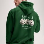 Life Is A Game, Φούτερ με Κουκούλα σε Πράσινο Χρώμα