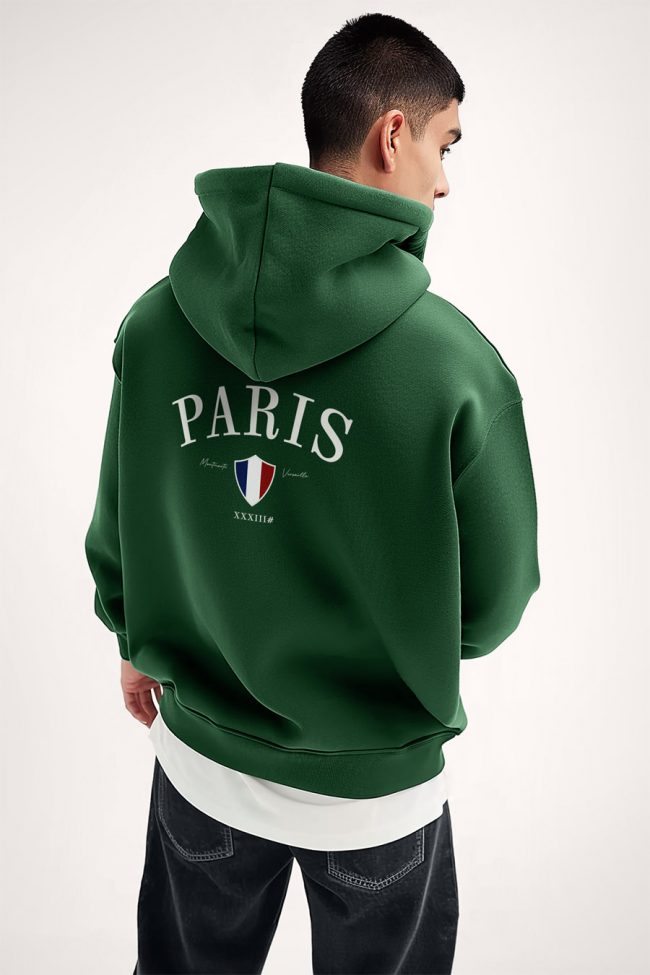 Paris Xxxiii Bold, Φούτερ με Κουκούλα σε Πράσινο Χρώμα