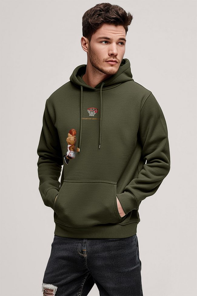 Champion Mindset Teddy, Φούτερ με Κουκούλα σε Χακί Χρώμα