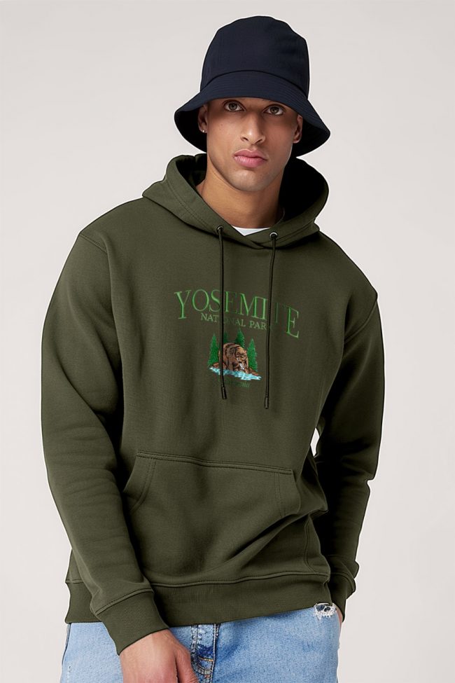 Yosemite Park, Φούτερ με Κουκούλα σε Χακί Χρώμα
