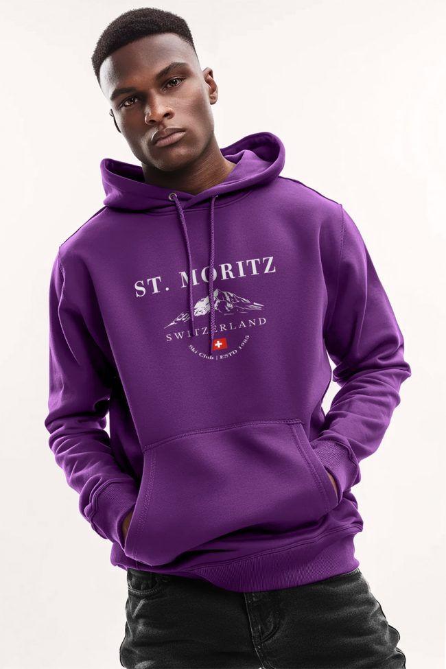 St. Moritz Swiss Ski Club, Φούτερ με Κουκούλα σε Μωβ Χρώμα