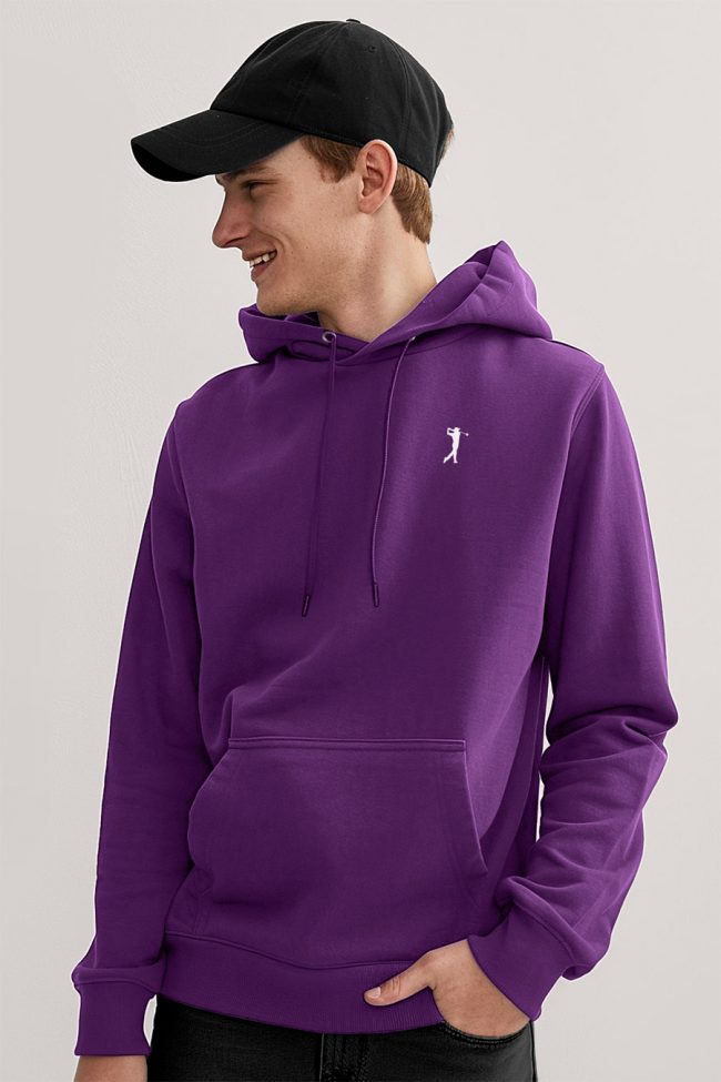 Golf Swing Logo, Φούτερ με Κουκούλα σε Μωβ Χρώμα