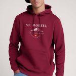 St. Moritz Swiss Ski Club, Φούτερ με Κουκούλα σε Μπορντώ Χρώμα