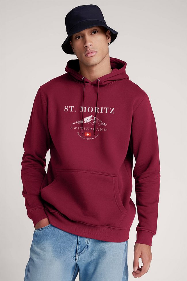 St. Moritz Swiss Ski Club, Φούτερ με Κουκούλα σε Μπορντώ Χρώμα