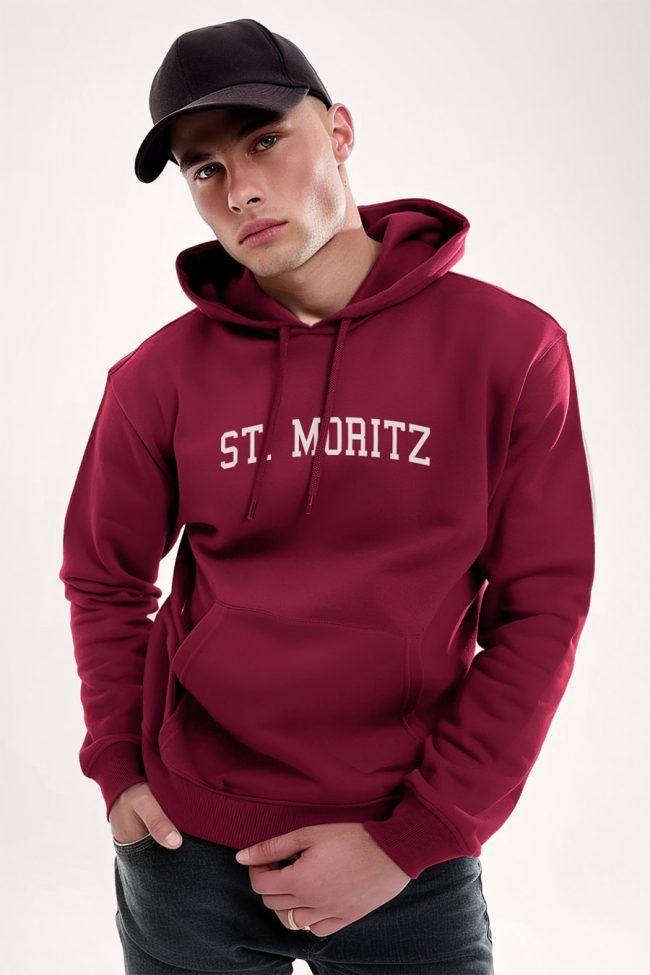 St. Moritz, Φούτερ με Κουκούλα σε Μπορντώ Χρώμα