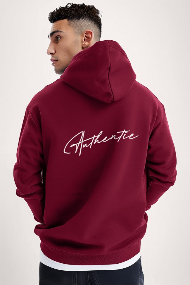 Authentic, Φούτερ με Κουκούλα σε Μπορντώ Χρώμα