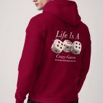 Life Is A Game, Φούτερ με Κουκούλα σε Μπορντώ Χρώμα