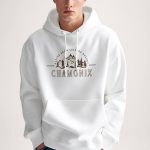 Chamonix Ski Resorts, Φούτερ με Κουκούλα σε Λευκό Χρώμα