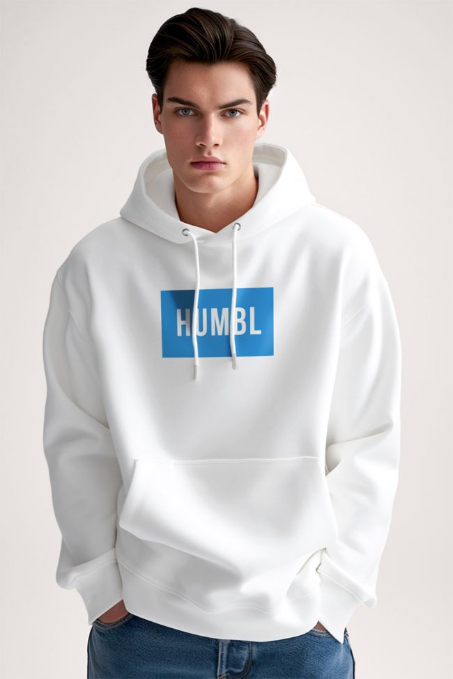 Humble In Blue, Φούτερ με Κουκούλα σε Λευκό Χρώμα