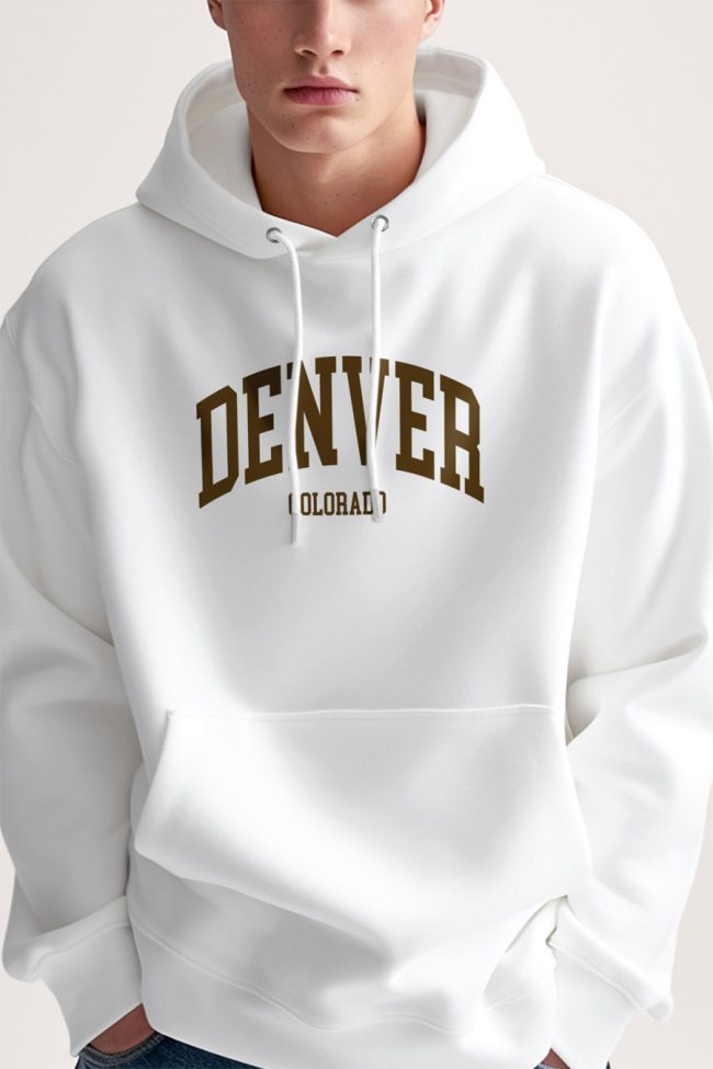 Denver Colorado, Φούτερ με Κουκούλα σε Λευκό Χρώμα