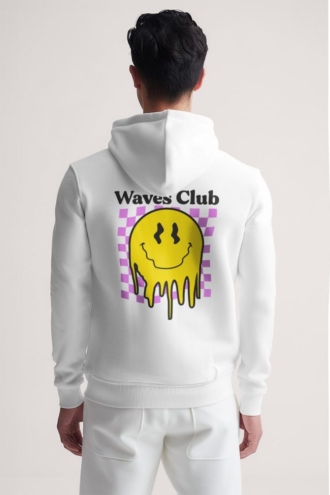 Waves Club, Φούτερ με Κουκούλα σε Λευκό Χρώμα