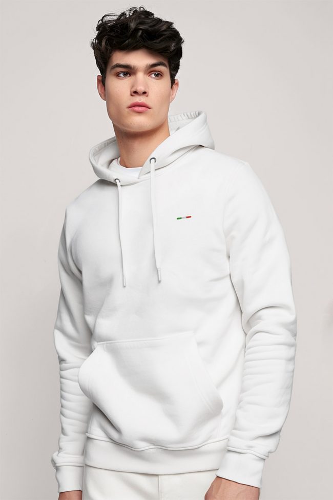 Italian Stripe, Φούτερ με Κουκούλα σε Λευκό Χρώμα