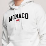 Monaco Flag, Φούτερ με Κουκούλα σε Λευκό Χρώμα
