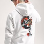 Koi Fish, Φούτερ με Κουκούλα σε Λευκό Χρώμα