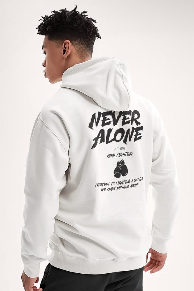 Never Alone, Φούτερ με Κουκούλα σε Λευκό Χρώμα