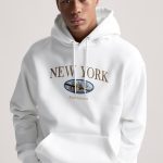 New York Manhattan, Φούτερ με Κουκούλα σε Λευκό Χρώμα